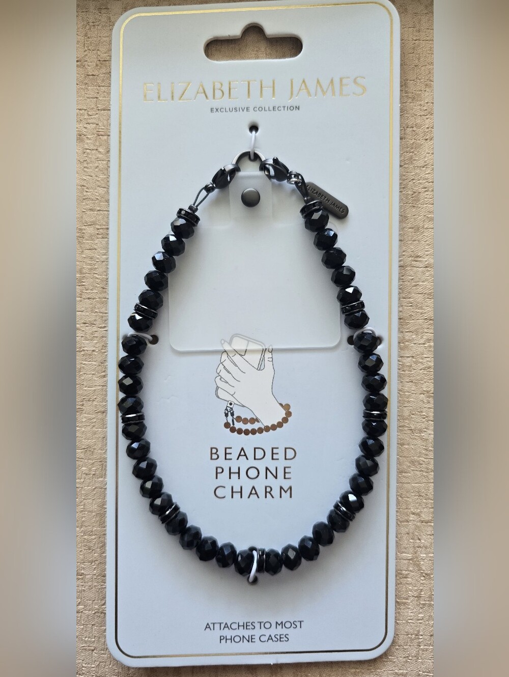 Elizabeth James Phone Charm - Gunmetal Crystal